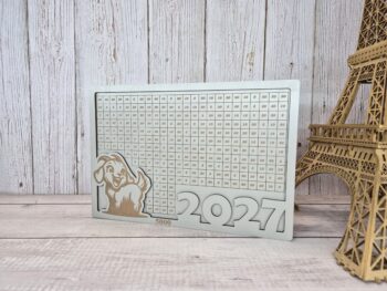 Копилка с цифрами A4 "Год козы 2027" 5000 | Деревянная копилка с гравировкой