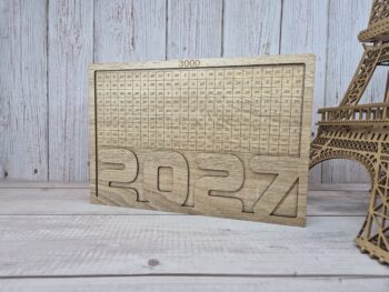 Krājkase ar cipariem А4 "2027" 3000 | Koka krājkase ar gravējumu
